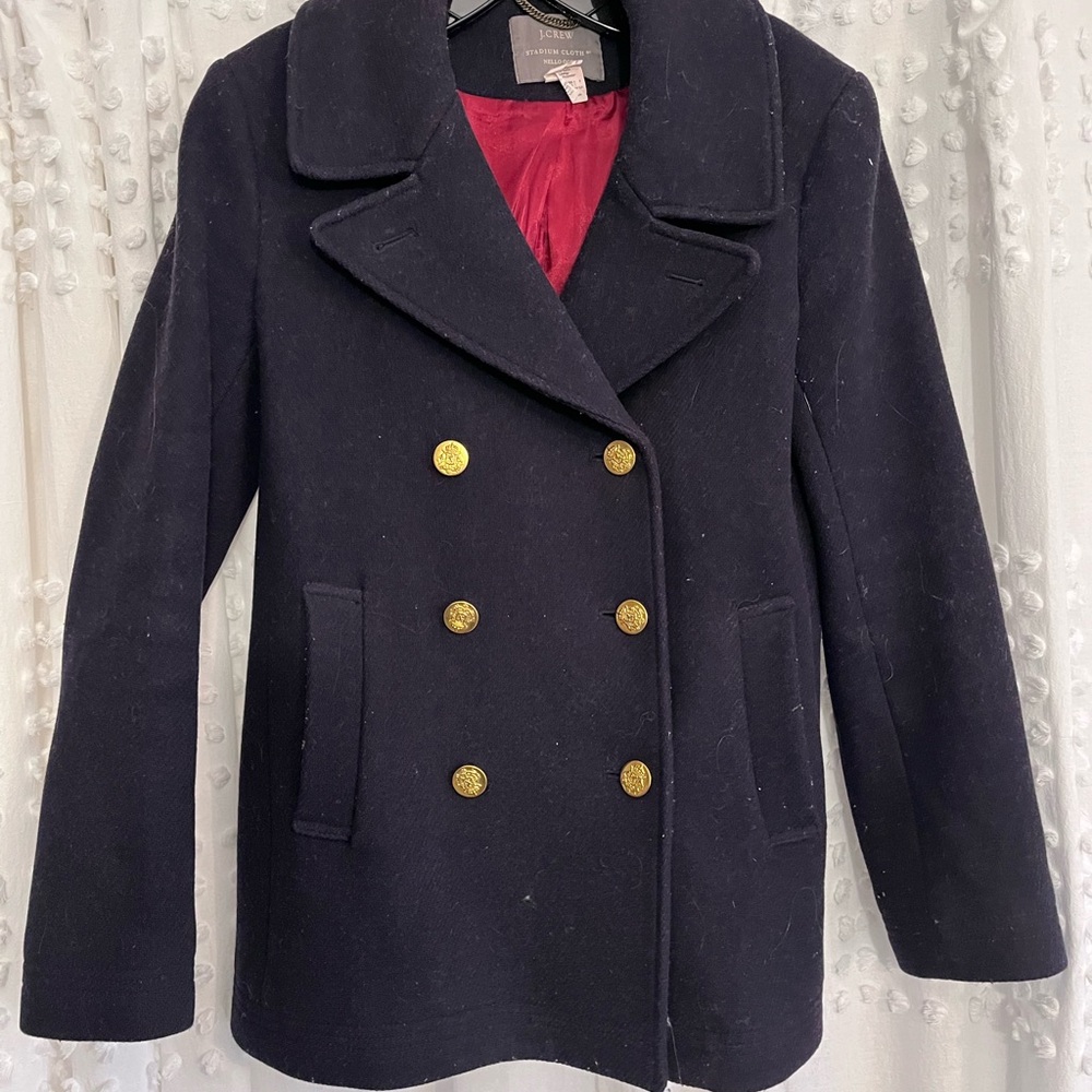 J Crew Classic Navy Peacoat with Gold Buttons 4